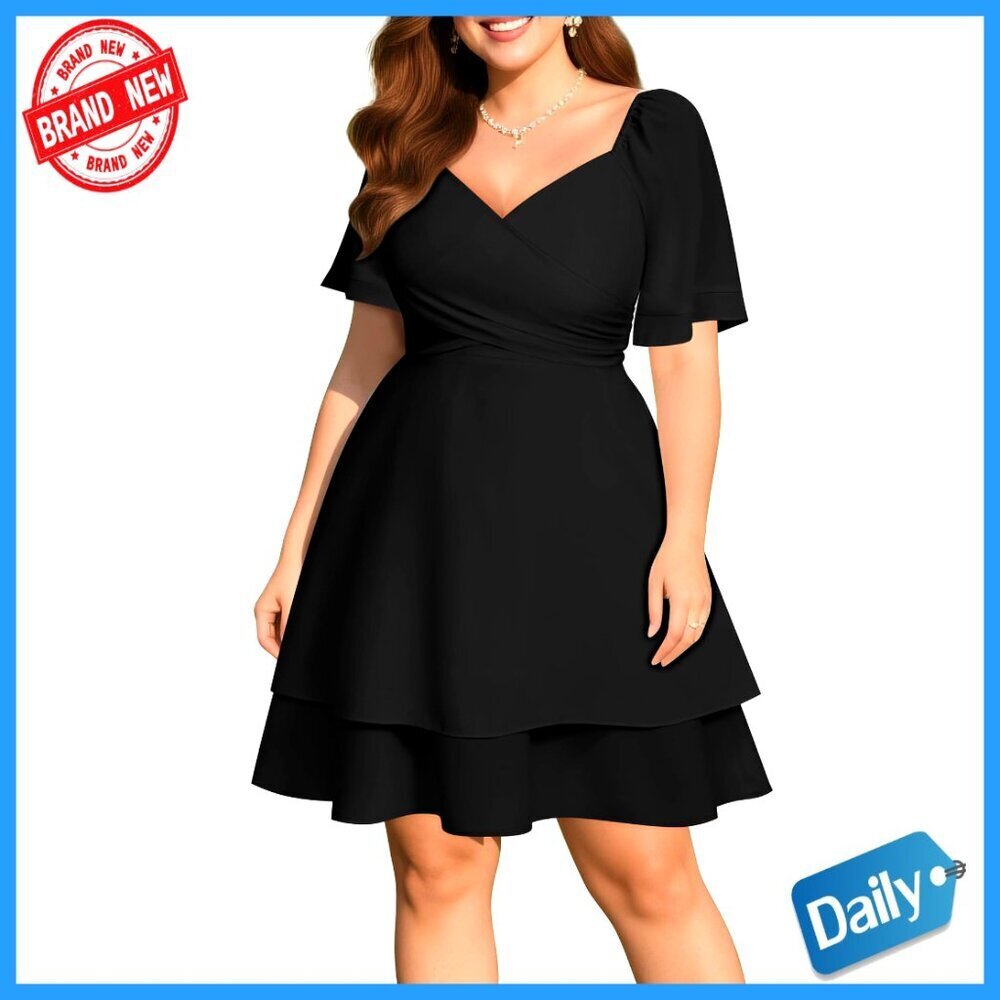 Wrap V Neck Ruffle Dress Formal Elegant Wedding Guest Graduation Party Wear